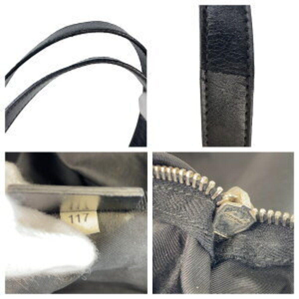 Prada logo Tessuto nylon black bag triangular plate tote shoulder leather - Picture 8 of 10